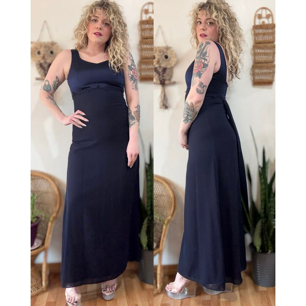 90s Dark Blue Maxi Gown size 14
